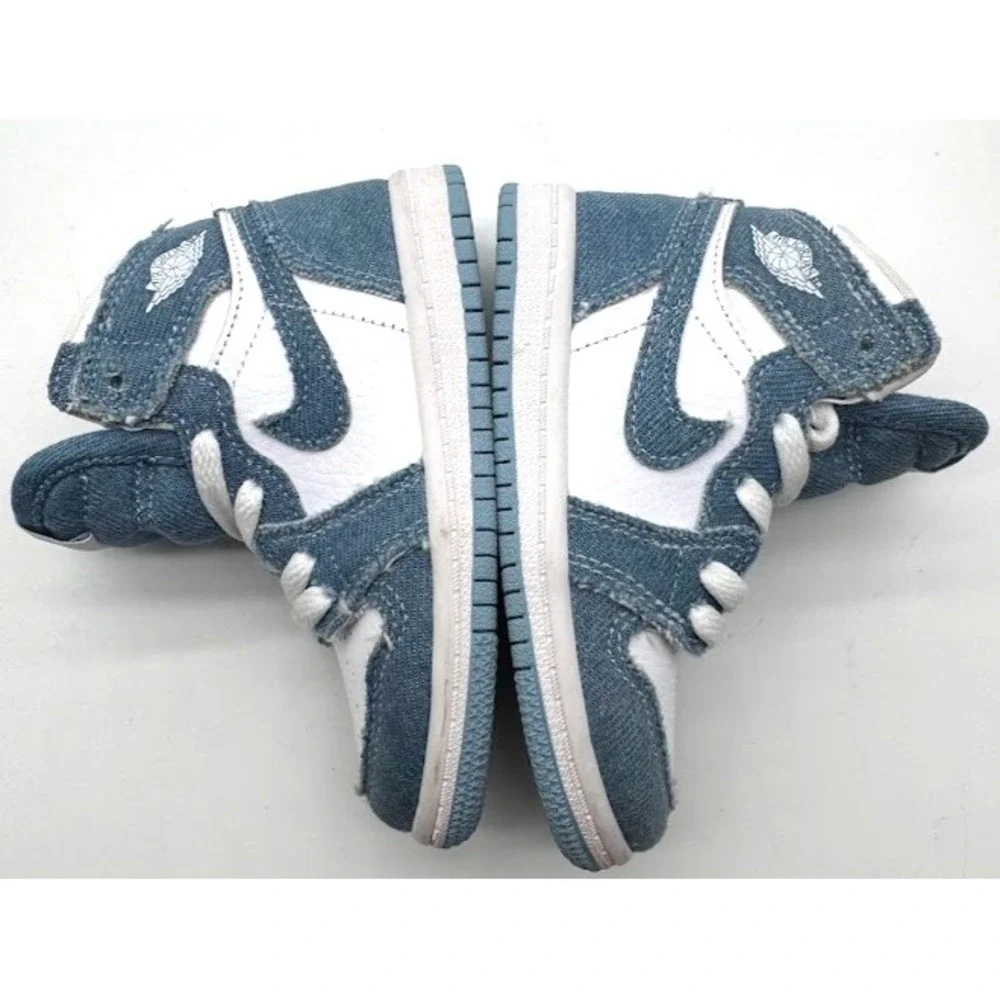 Nike Air Jordan 1 High Denim TD Toddler Sneakers Blue White US 7C CU0450-104